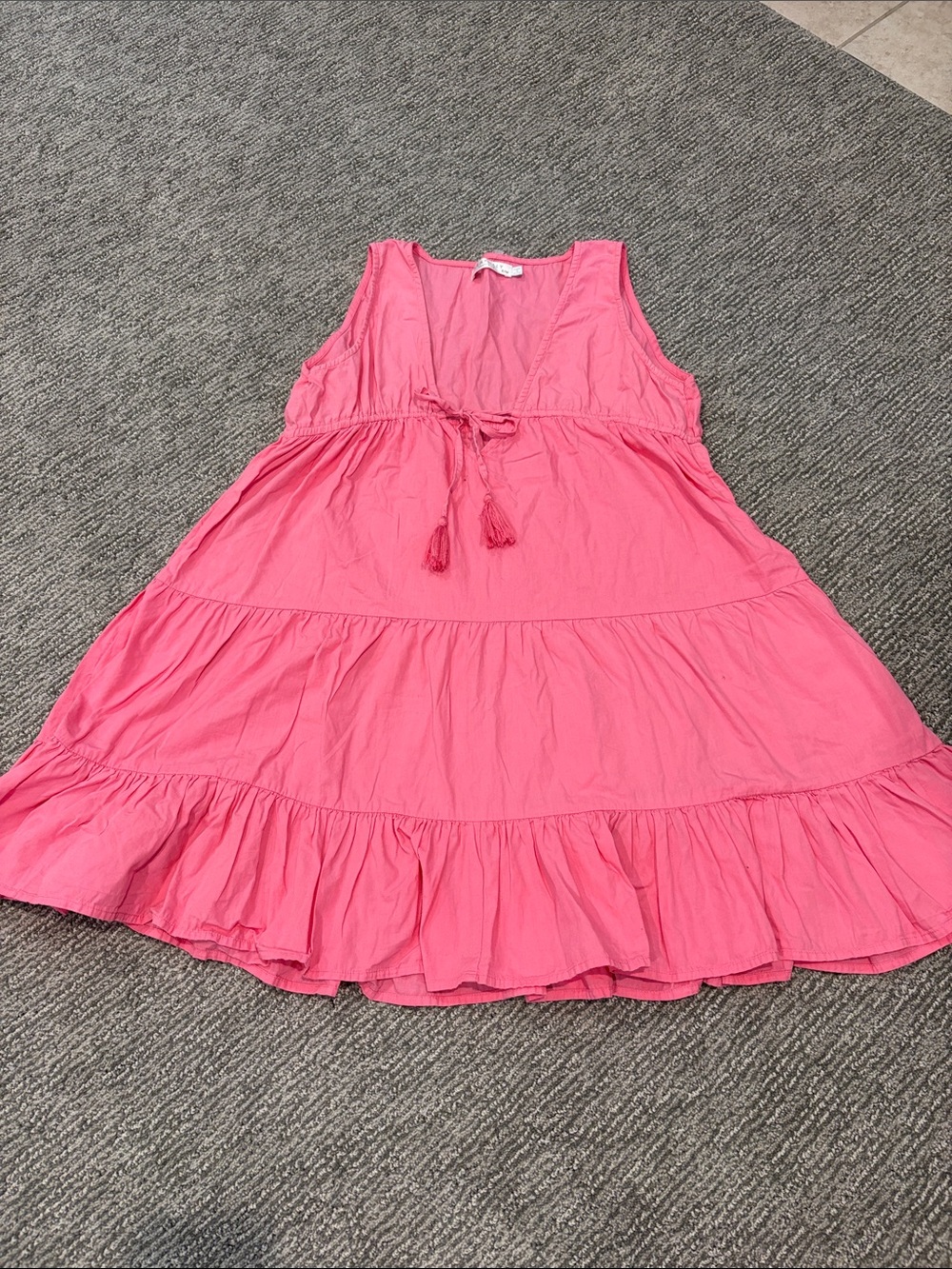 Seafolly Hot Pink Tiered Tassel Summer Dress